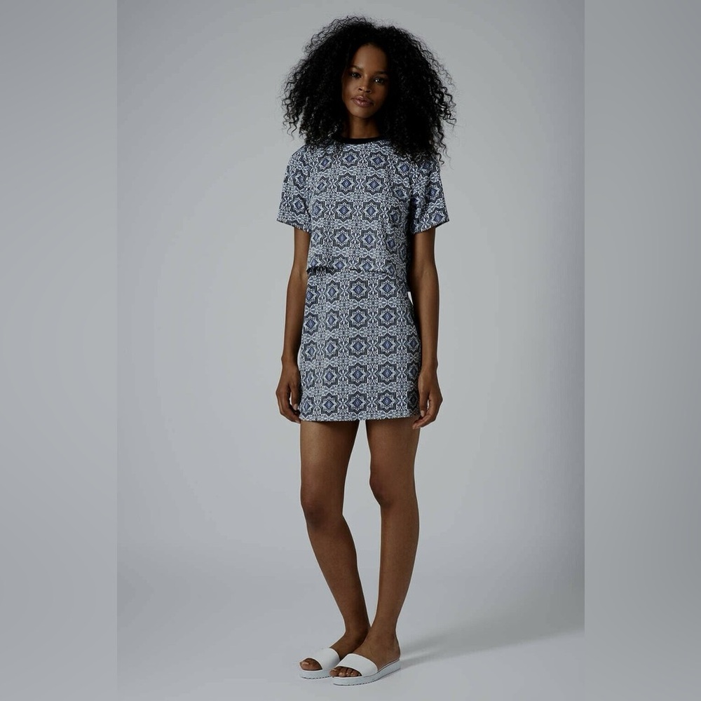 Topshop Tile Print Overlay Dress